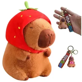 miekka-maskotka-kapibara-z-czapka-kapeluszem-truskawka-mis-misiek-brelok