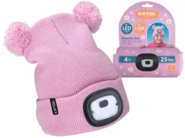 czapka-dziecieca-z-latarka-extol-light-100-lm-usb-rozowa-akumulatorowa