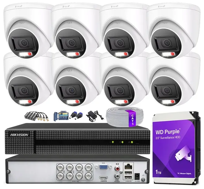 Zestaw Monitoringu 8 Kamer 4K 8MPx Zewnętrzny Hybrid Light Hilook Hikvision