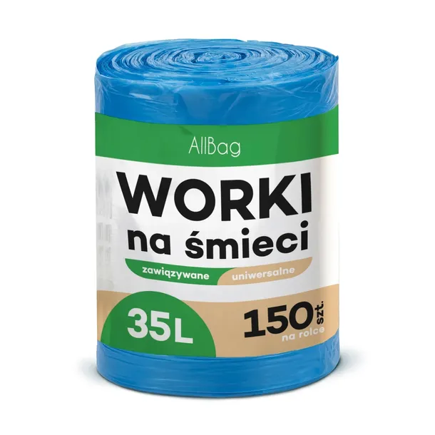 WORKI NA ŚMIECI 35L 150 szt. UNIWERSALNE WORKI WIĄZANE MOCNE NIEBIESKIE