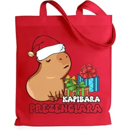 torba-bawelniana-shoper-swiateczny-prezent-czerwona-kapibara-prezenciara
