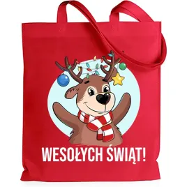 torba-eko-shoper-swiateczny-prezent-czerwona-wesloych-swiat-renifer-wzory