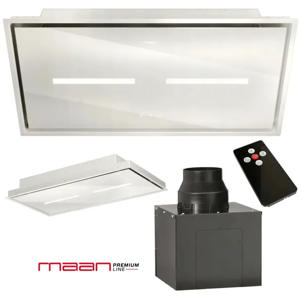 OKAP WYSPOWY SUFITOWY 100 cm MAAN Prime 2 BIAŁY turbina zewnętrzna 850 LED