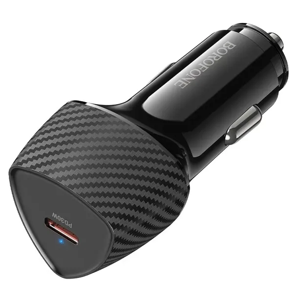 borofone-ladowarka-samochodowa-bz31b-solid-typ-c-pd-30w-czarna-zlacza-usb-typ-c