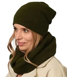 czapka-damska-komplet-zestaw-polski-czapka-z-kominem-tunel-kolor-khaki