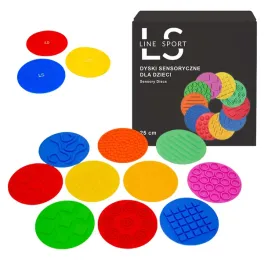 dyski-sensoryczne-dla-dzieci-line-sport-kolorowe-duze-25cm-w-zestawie-10szt