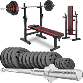 zestaw-obciazen-bitumicznych-99kg-z-lawka-prosta-z-stojakami-i-sztanga