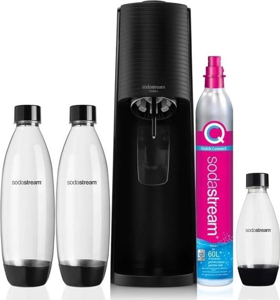 Saturator do wody gazowanej SodaStream Terra czarny + 3 butelki + gaz