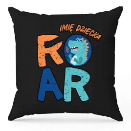 poduszka-40x40-czarna-dinozaur-roar-wlasne-imie-prezent-dla-dziecka-wzory