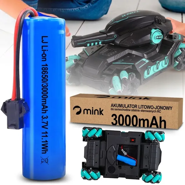 AKUMULATOR BATERIA LI-ON 3,7V 3000MAH Z WTYCZKĄ SM-2P DO SAMOCHODÓW RC
