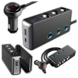 rozdzielacz-gniazda-zapalniczki-auta-rozgaleznik-12-24v-3xusb-ubs-c-adapter