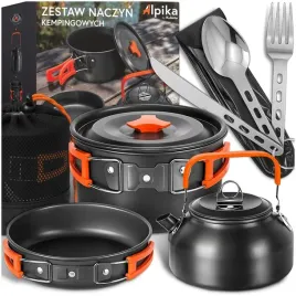 naczynia-turystyczne-garnek-patelnia-czajnik-sztucce-duzy-zestaw-na