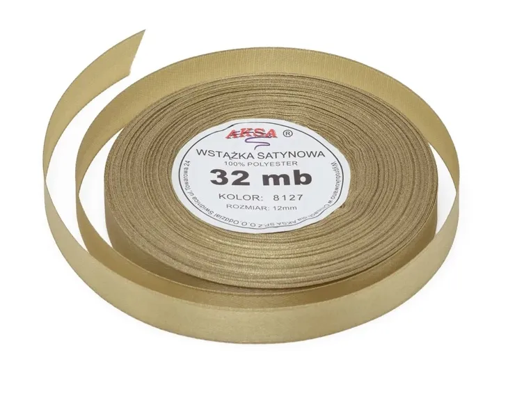 Wstążka Satynowa Tasiemka Złota 25mm 32m 8127