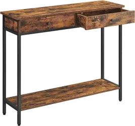 konsola-do-przedpokoju-waska-z-szufladami-ciemny-braz-rustykalna-93x75x28cm