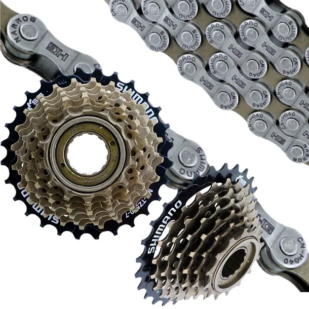 SHIMANO WOLNOBIEG 7 RZĘDOWY + ŁAŃCUCH ZESTAW