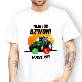 koszulka-meska-biala-prezent-dla-rolnika-traktor-dzwoni-musze-isc-wzory-s