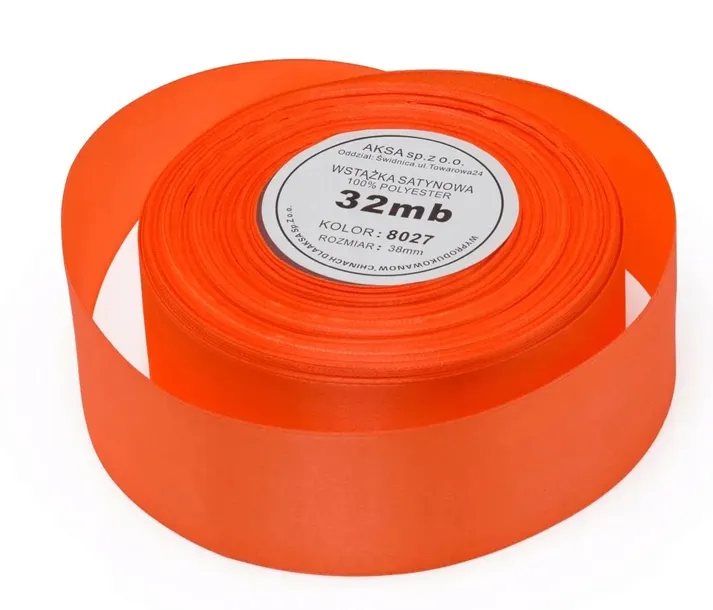 Wstążka Satynowa Tasiemka Pomarańcz 38mm 32m 8027