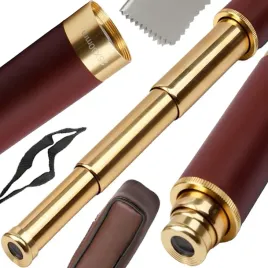 zlota-luneta-teleskopowa-obserwacyjna-mosiezna-monokular-powiekszenie-25x