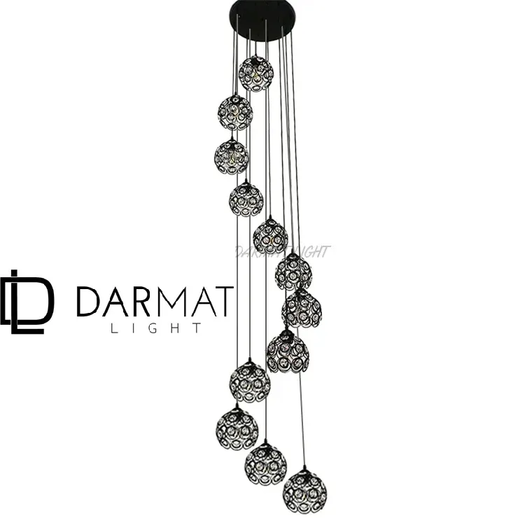 lampa-wiszaca-antresola-czarna-azurowa-kule-12-kloszy-200cm-darmat-light