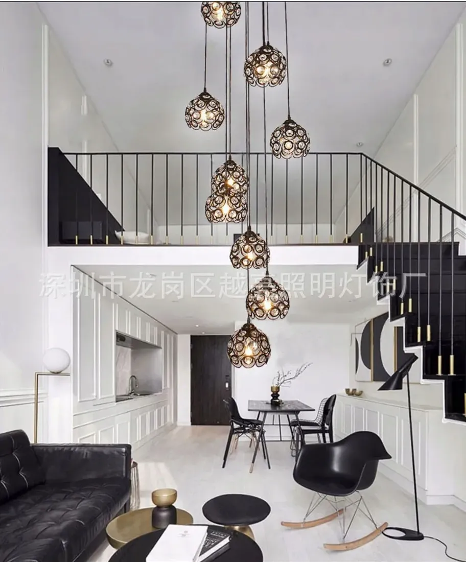 lampa-wiszaca-antresola-czarna-azurowa-kule-12-kloszy-200cm-darmat-light