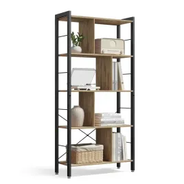 otwarty-regal-na-ksiazki-kolekcje-dekoracje-ozdoby-5-polek-jasny-braz-loft
