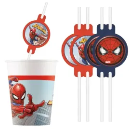 rurki-slomki-papierowe-z-medalionem-spider-man-marvel-21cm-4szt
