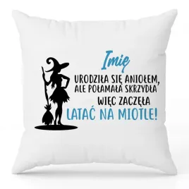 poduszka-biala-ozdobna-40cmx40cm-latam-na-miotle-imie-dla-kolezanki-wzory