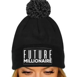 czapka-pompon-bawelna-zimowa-czarna-zabawne-future-millionaire-wzory