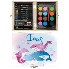 zestaw-do-malowania-drewniany-dla-dzieci-artystyczny-delfiny-imie-wzory