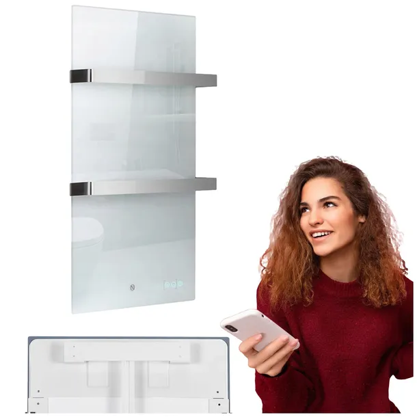 SZKLANY ŁAZIENKOWY PANEL GRZEWCZY NA PODCZERWIEŃ BIAŁY WiFi TF-LW400