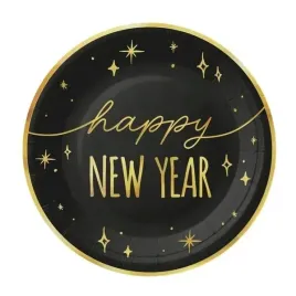 talerzyki-18-cm-papierowe-happy-new-year-czarno-zlote-sylwester-nowy-rok