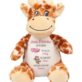 zyrafa-przytulanka-dla-niemowlaka-personalizowane-wzrost-waga-rozowe-wzory