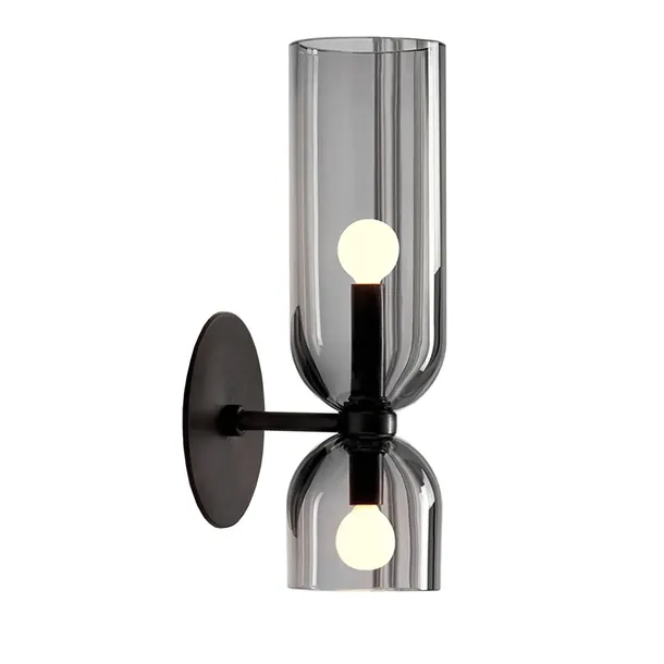 LAMPA ŚCIENNA KINKIET CZARNY KLOSZE DYMIONE 2xE14
