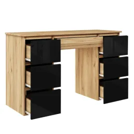 biurko-szkolne-do-biura-pojemne-szuflady-dab-craft-zloty-fronty-polysk