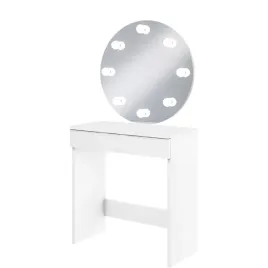 biala-toaletka-do-makijazu-z-szuflada-lustro-wiszace-okragle-8-zarowek-led