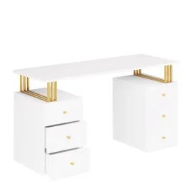 biurko-z-szufladami-blat-125x50-cm-kosmetyczne-klara-6s-biale-zlote-uchwyty
