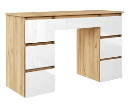 biurko-dzieciece-mlodziezowe-do-pracowni-dab-craft-zloty-bialy-polysk