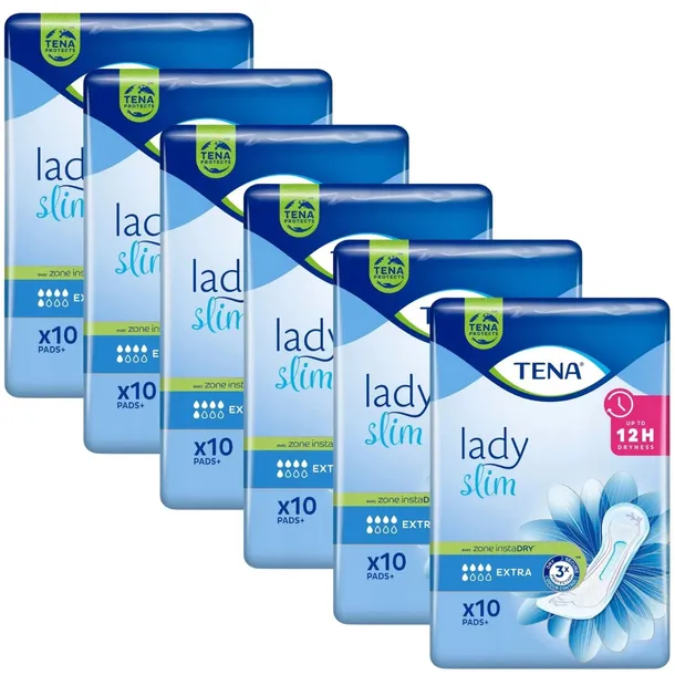 ZESTAW 6x10szt TENA LADY SLIM EXTRA specjalistyczne podpaski wkładki