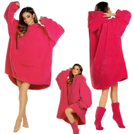 vivisence-5028-malinowy-bluza-oversize-rozowy-nocna-szlafrok