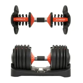 hantel-regulowany-do-cwiczen-xtrexo-ciezarki-24kg-gumowane-zeliwne