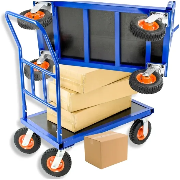 Wózek platformowy magazynowy towarowy 90x50 300 kg masywny udźwig zwrotny