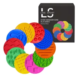 dyski-sensoryczne-dla-dzieci-line-sport-kolorowe-duze-25cm-zestaw-10-sztuk