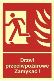znak-drzwi-przeciwpozarowe-zamykac-kierunek-w-lewo-folia-swiecaca-bb011-bhp