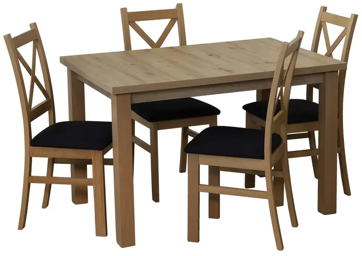 Zestaw stół kuchenny 120x80 z 4 krzesłami do jadalni M0017-4 Dąb Artisan