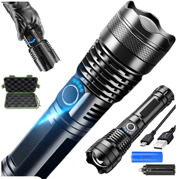 Latarka Taktyczna LED Akumulatorowa Mocna Zoom Survival Prezent NA SPACERY