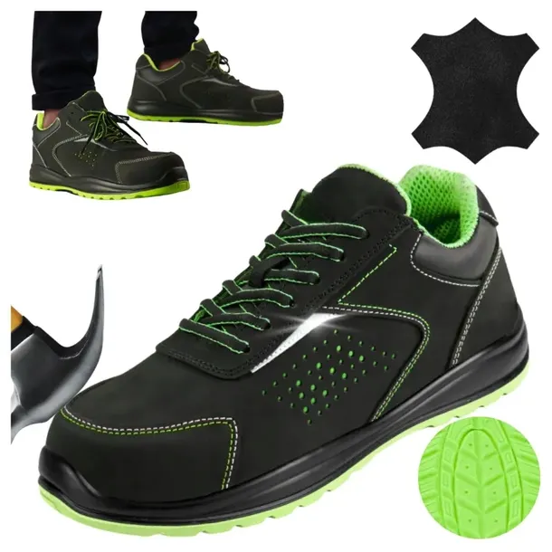 Buty robocze męskie Półbuty Sportowe skórzane z Kompozytowym Noskiem r. 42