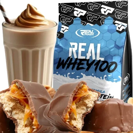 BIAŁKO WPC serwatkowe odżywka Whey 100 REAL PHARM 700g Milionaire Cake