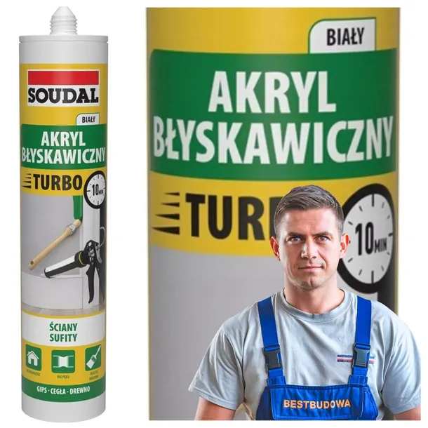 Akryl Błyskawiczny Soudal Express Turbo Doskonała Przyczepność 280 ml