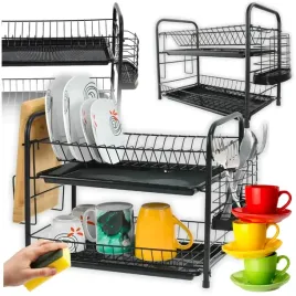 ociekacz-suszarka-duza-dwupoziomowa-do-naczyn-stojaca-czarna-metalowa-polka