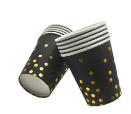 kubeczki-jednorazowe-papierowe-urodziny-sylwester-czarne-zlote-kropki-6-szt